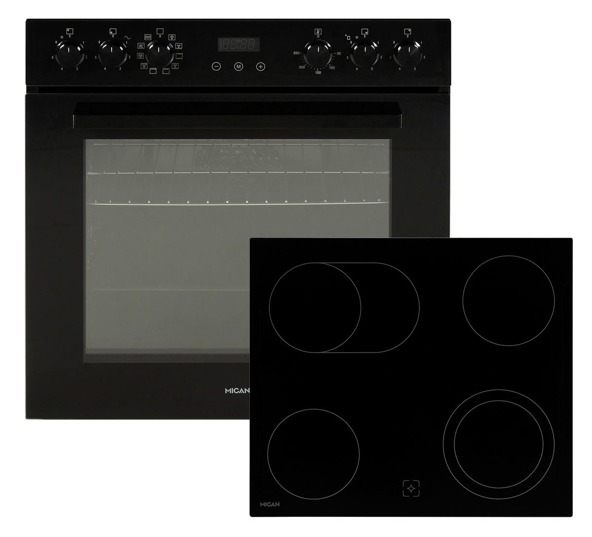 HERDSET HSHDB73S  - Schwarz, Basics, Glas/Metall (60/60,5/31,5cm) - Mican