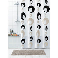 SPRCHOVÝ ZÁVES, 180/200 cm - čierna/biela, Basics, plast (180/200cm) - Grund