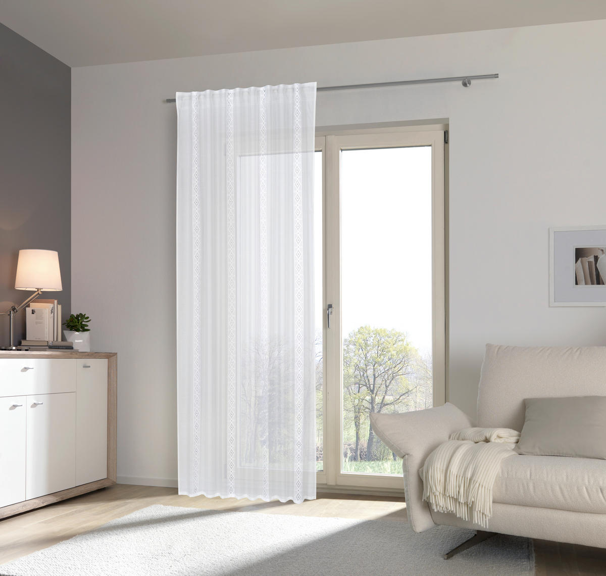 FERTIGVORHANG transparent  - Weiß, KONVENTIONELL, Textil (135/245cm) - Esposa
