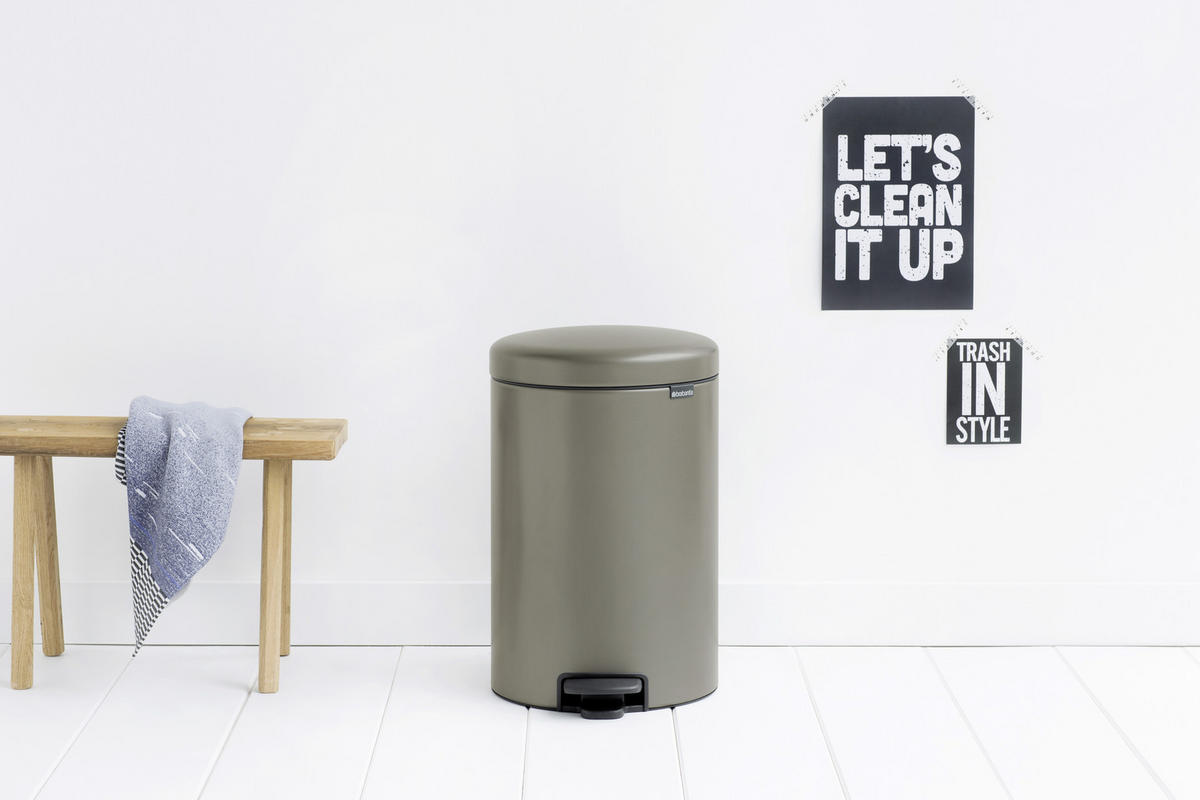 ABFALLEIMER 20 l  Metall  - Platinfarben, Design, Kunststoff/Metall (29/46,7/38cm) - Brabantia