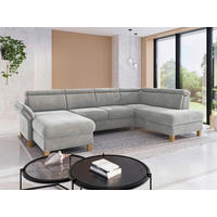 WOHNLANDSCHAFT GLENDALE E Silberfarben Flachgewebe  - Eichefarben/Silberfarben, KONVENTIONELL, Holz/Textil (166/321/193cm) - Sit & More