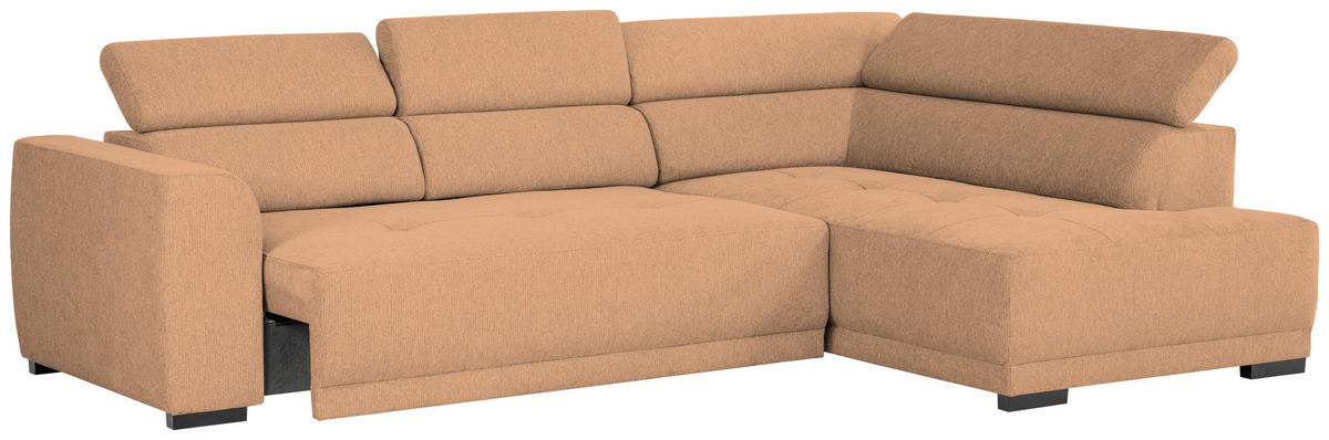 ECKSOFA Ottomane rechts, Eckteil  Rostfarben Struktur  - Rostfarben/Schwarz, Design, Kunststoff/Textil (284/205cm) - Xora