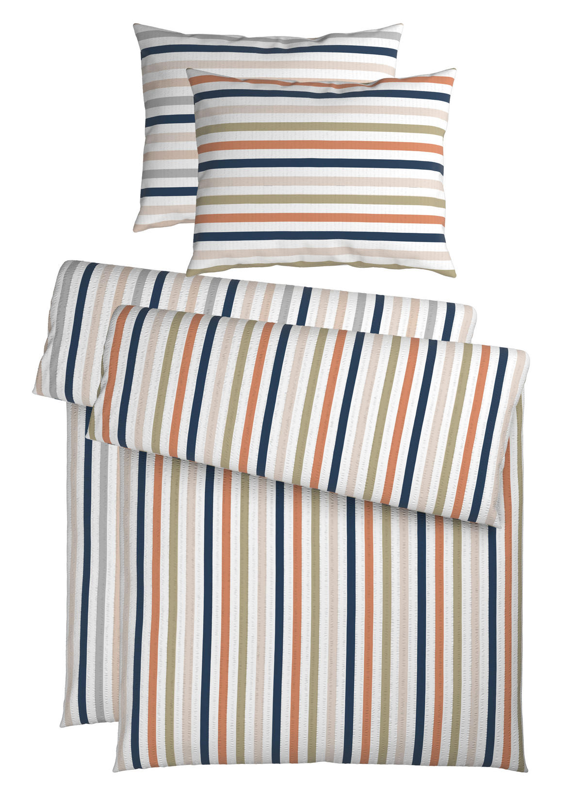 POSTEĽNÁ BIELIZEŇ, seersucker, modrá, viacfarebná, 140/200 cm - viacfarebná/modrá, Konventionell, textil (140/200cm) - Esposa