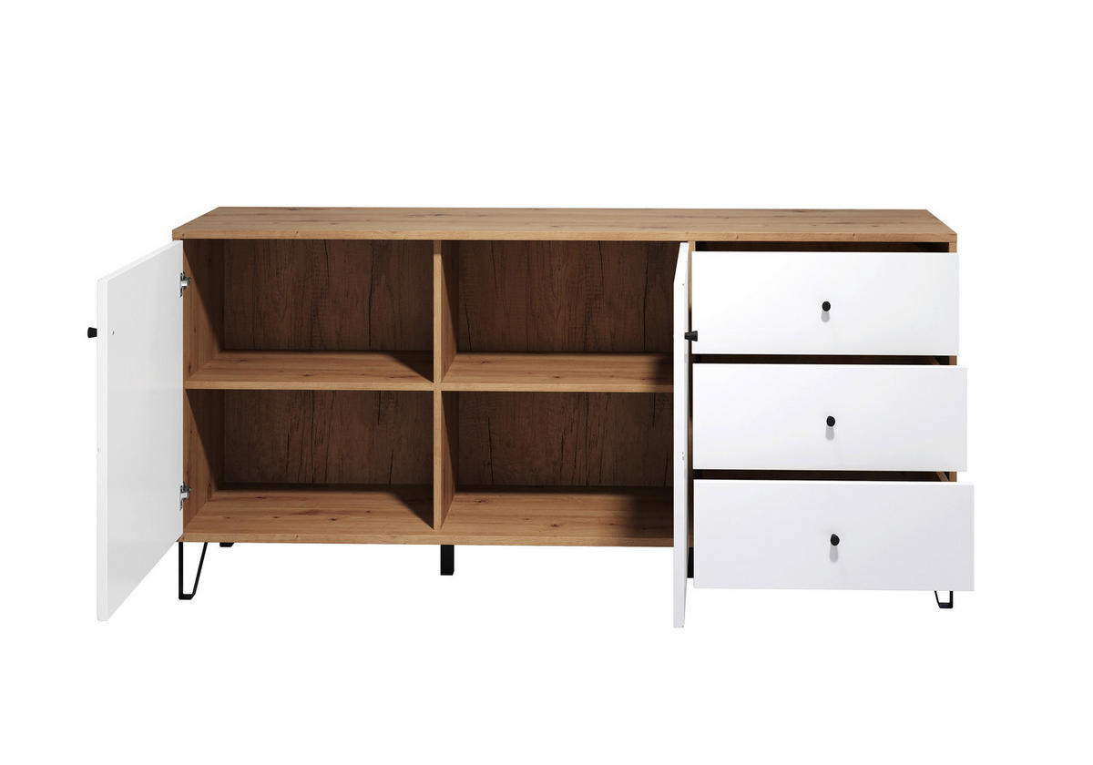 SIDEBOARD TOUCH 183/76/40 cm 3 Schublade(n)  - Schwarz/Weiß, Design, Holzwerkstoff/Kunststoff (183/76/40cm) - MID.YOU