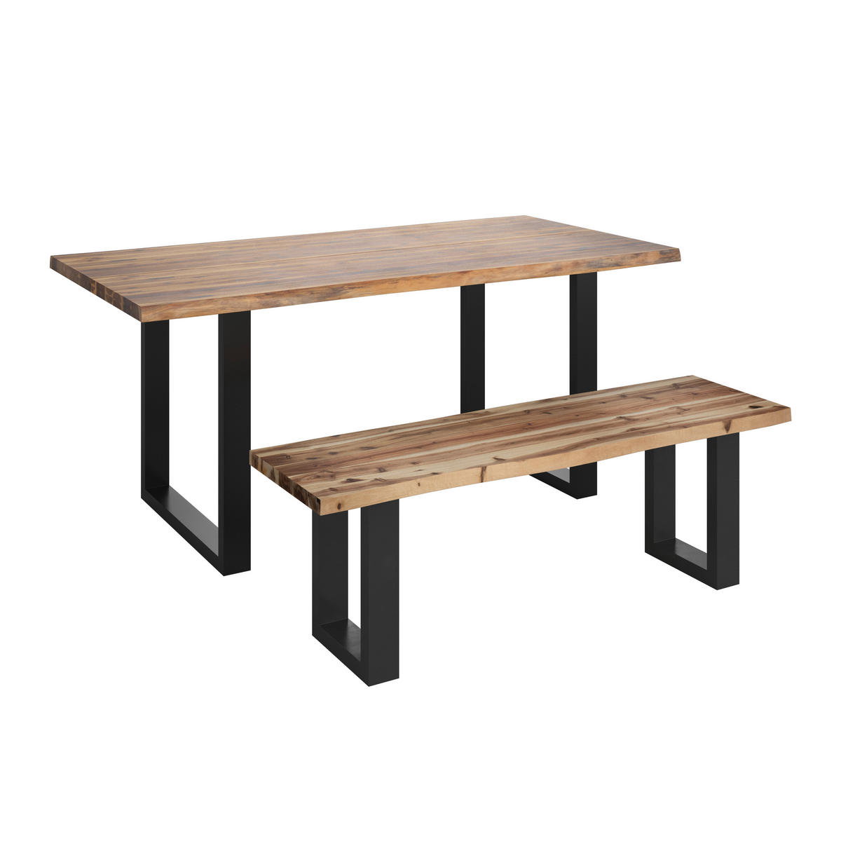 GARTENBANK in Schwarz, Akaziefarben  - Schwarz/Akaziefarben, Konventionell, Holz/Metall (160/45/40cm) - Ambia Garden