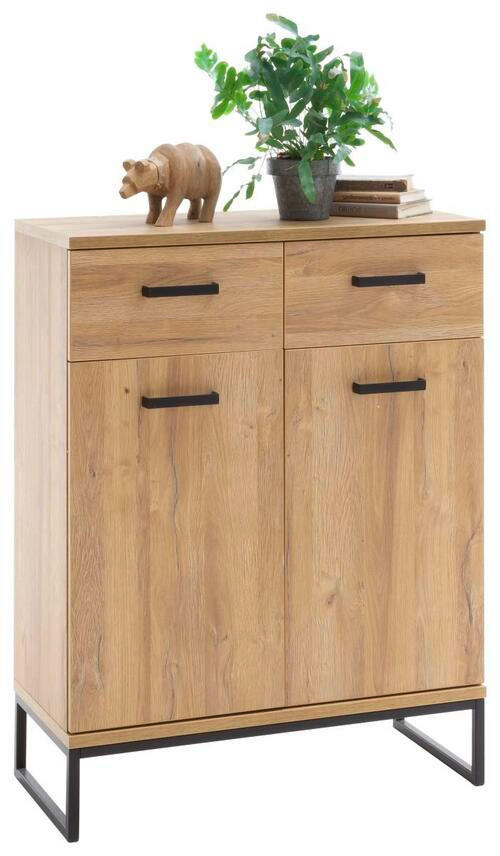SCHUHSCHRANK Schwarz, Eichefarben  - Eichefarben/Schwarz, KONVENTIONELL, Holzwerkstoff/Metall (81/104/38cm)