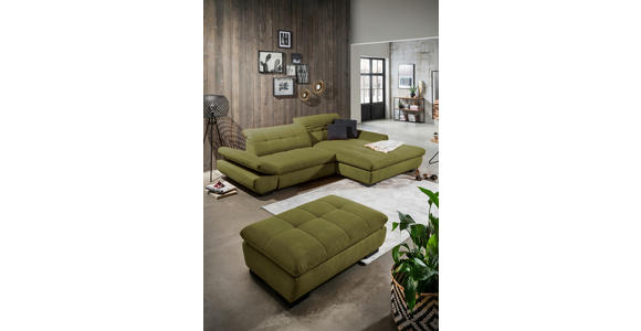 ECKSOFA in Mikrofaser Grün 290/198 cm - Schwarz/Grün, Design, Textil/Metall (290/198cm) - Xora