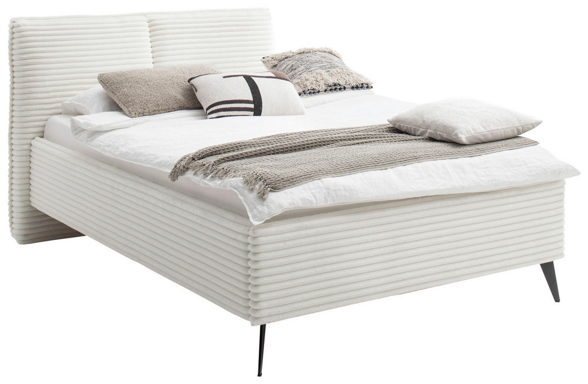 POLSTERBETT 140/200 cm  in Creme  - Creme/Schwarz, Trend, Textil/Metall (140/200cm) - Boxxx