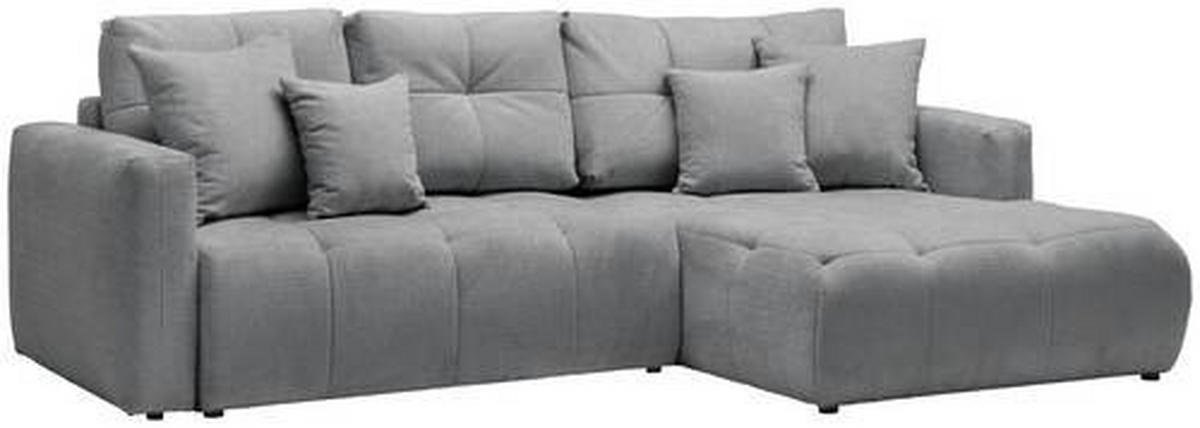 ECKSOFA in Chenille Grau, Dunkelgrau  - Dunkelgrau/Schwarz, Modern, Kunststoff/Textil (276/172cm) - Hom`in