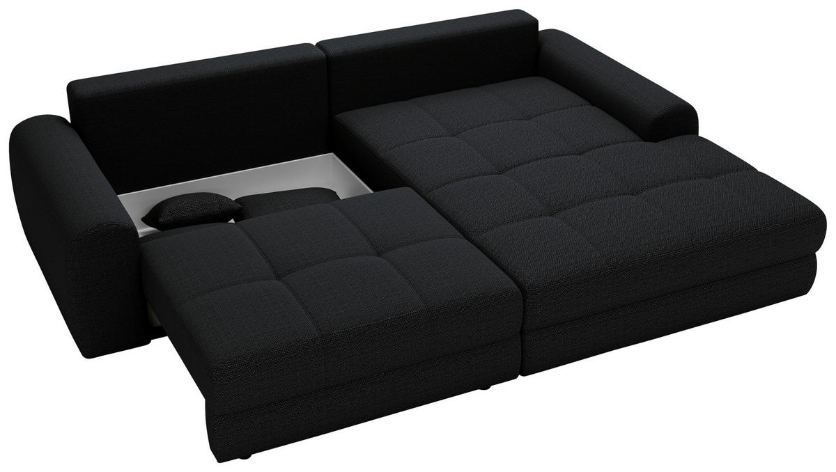 ECKSOFA LORSON Schwarz Struktur  - Schwarz, Design, Kunststoff/Textil (290/208cm) - Livetastic