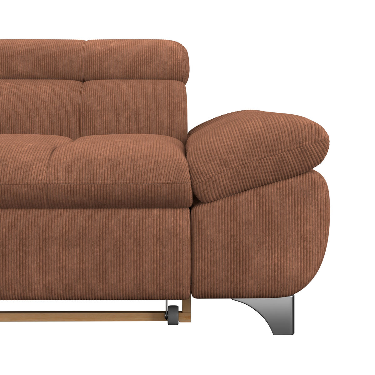 ECKSOFA Rotbraun Chenille  - Chromfarben/Rotbraun, KONVENTIONELL, Textil/Metall (234/312cm) - Livetastic