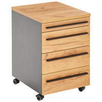 ROLLCONTAINER Graphitfarben, Eichefarben  - Eichefarben/Schwarz, MODERN, Holzwerkstoff/Kunststoff (42/61/49cm) - Novel