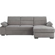 ECKSOFA inkl.Funktionen Hellgrau Webstoff Bettkasten, Schlaffunktion, Rücken echt  - Dunkelbraun/Hellgrau, Design, Kunststoff/Textil (258/166cm) - Cantus