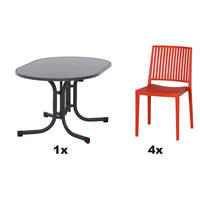 GARTENGARNITUR 3-teilig Stahl  - Rot, Basics, Kunststoff/Metall (90/80/140cm) - Siena Garden