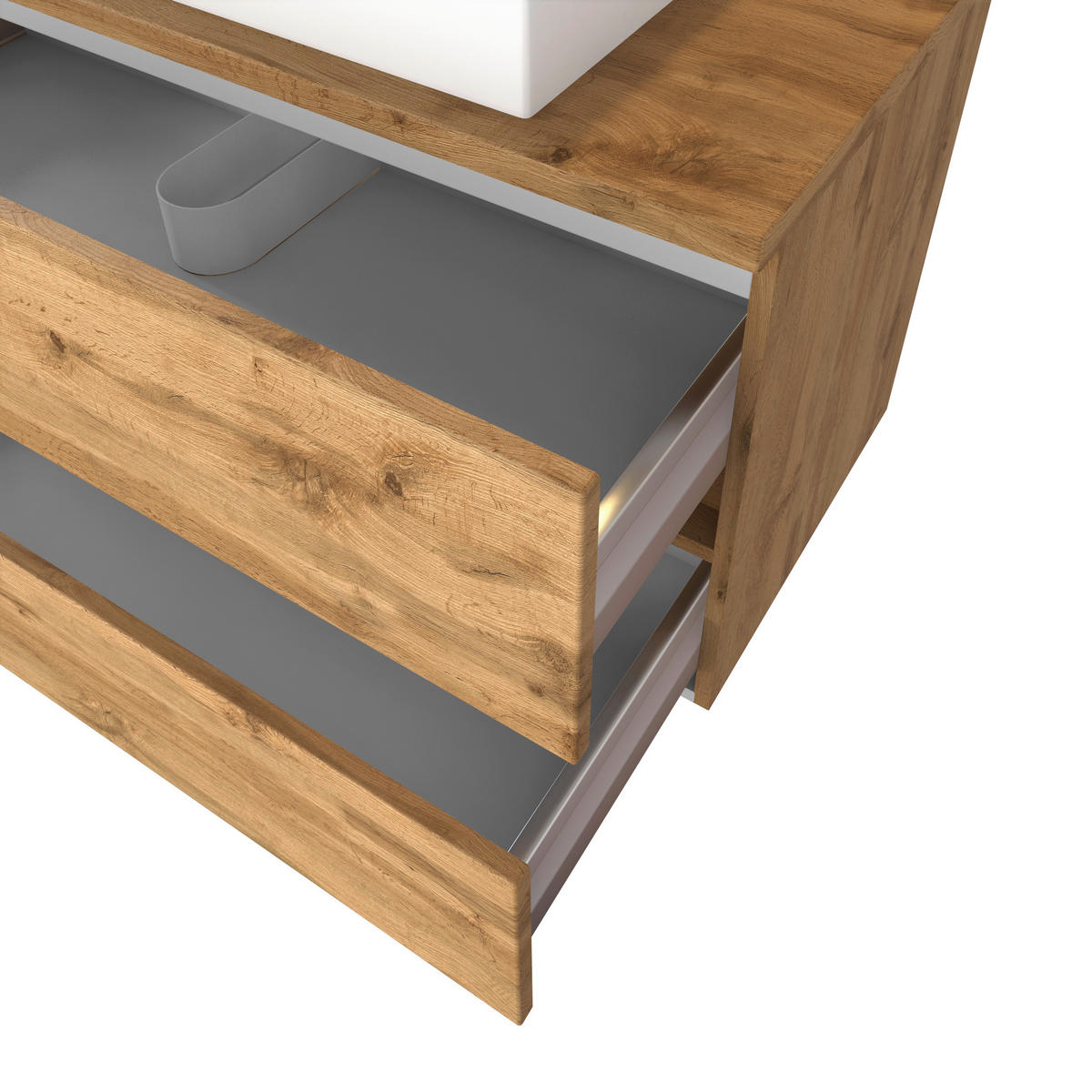 WASCHTISCHKOMBI 100 cm  - Eiche Wotan/Weiß, MODERN, Keramik/Holzwerkstoff (100cm) - Held