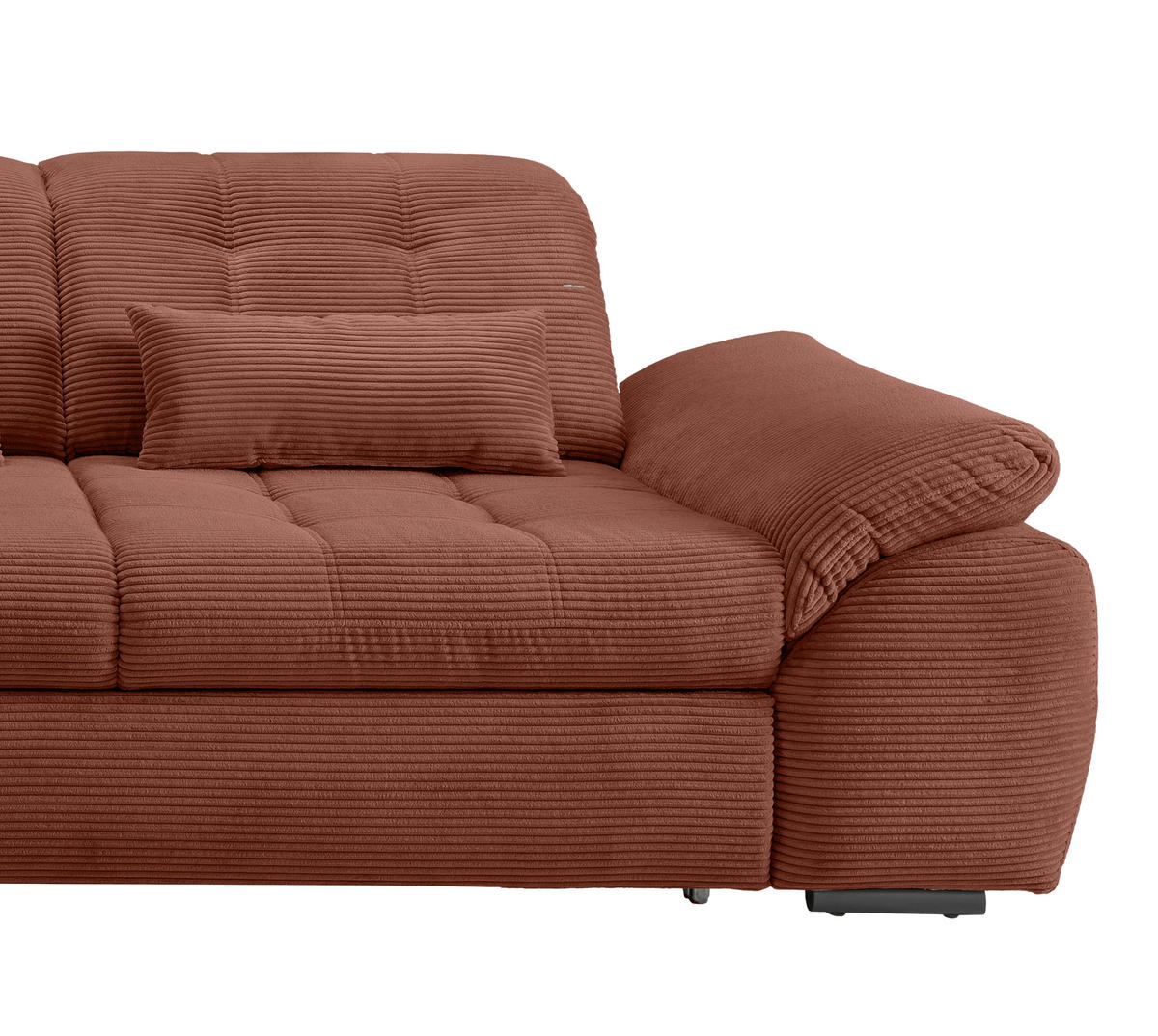 ECKSOFA in Cord Koralle  - Koralle/Schwarz, Modern, Textil/Metall (184/314cm) - Livetastic