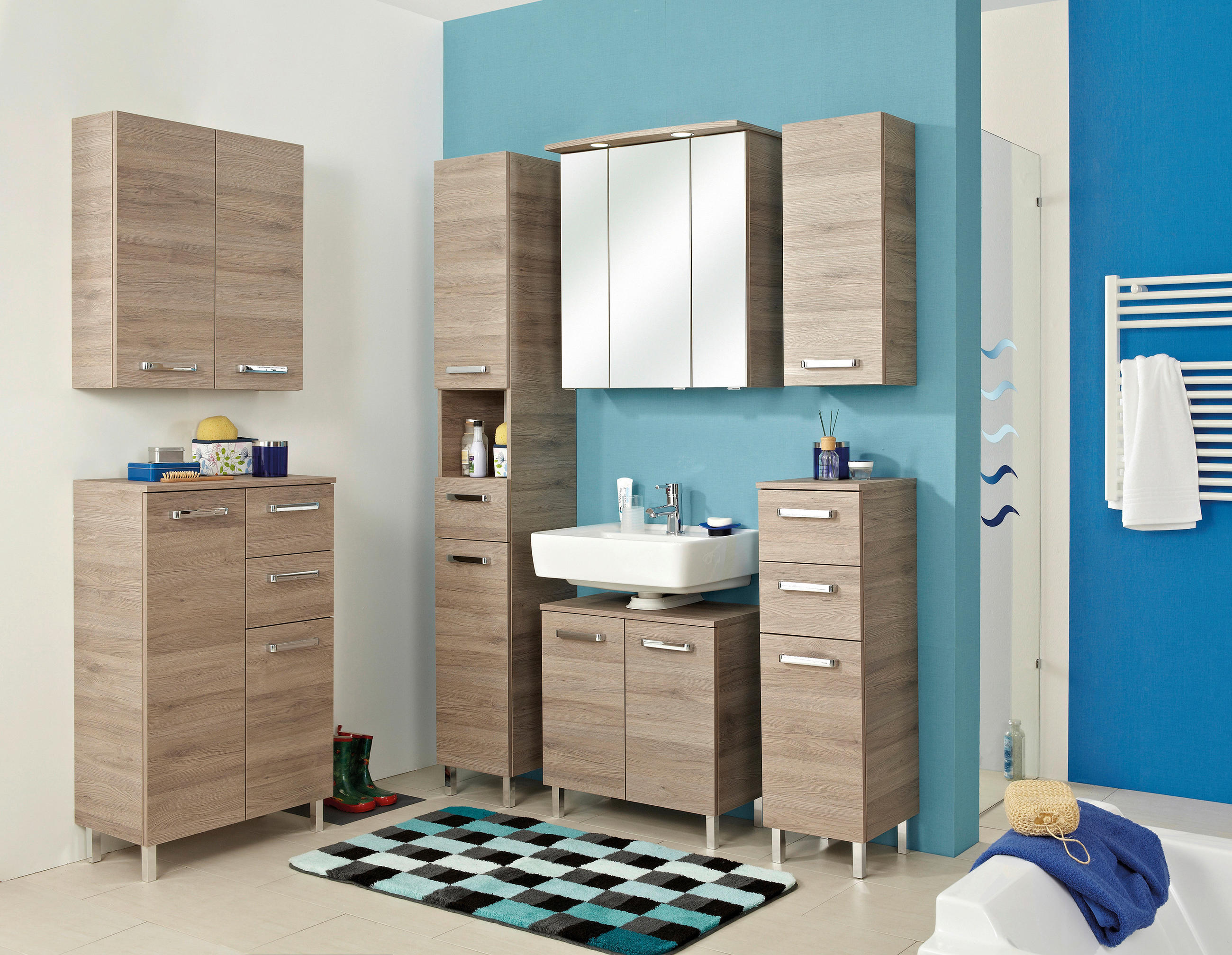 SPIEGELSCHRANK 65/72/20 cm  - Eichefarben/Silberfarben, Basics, Glas/Holzwerkstoff (65/72/20cm) - Carryhome
