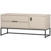 LOWBOARD Silas  in 120/55/44 cm  - Hellgrau/Schwarz, Design, Leder/Holz (120/55/44cm) - Livetastic