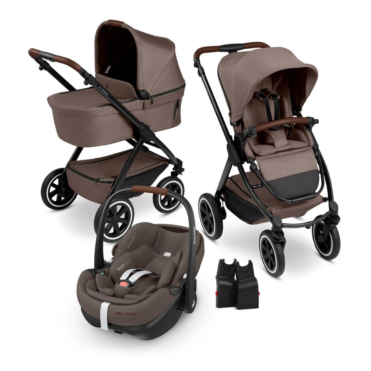 KINDERWAGENSET Samba 2 All in One Set Maxi Cosi  - Schwarz/Cappuccino, Basics, Textil/Metall (88/60/108cm) - ABC Design