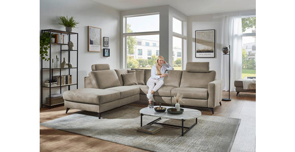 ECKSOFA Dieter Knoll Beigebraun Mikrofaser  - Beigebraun/Schwarz, Design, Textil/Metall (238/269cm) - Dieter Knoll