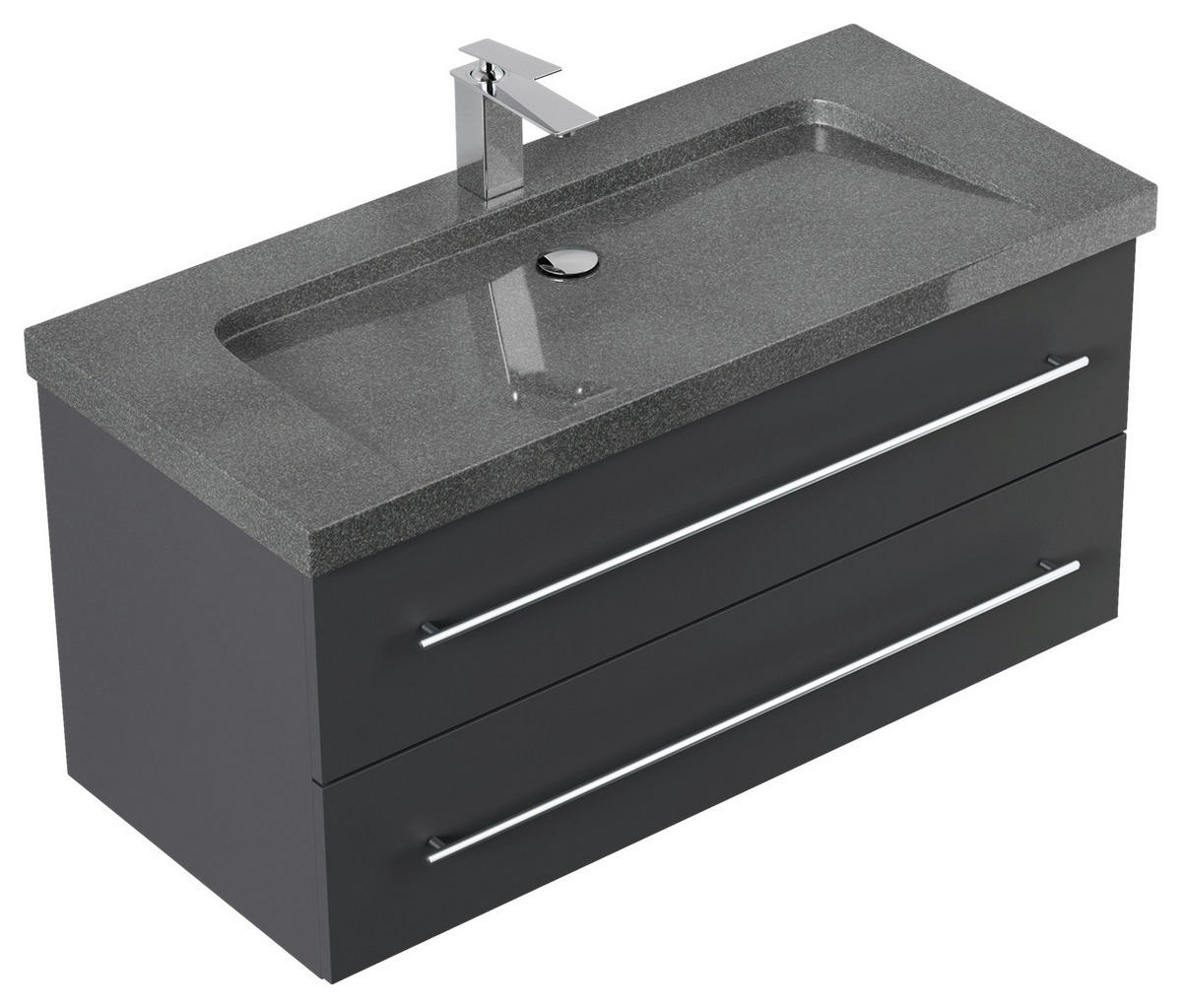 WASCHTISCHKOMBI 100 cm  - Graphitfarben, Basics, Holzwerkstoff/Stein (100cm) - MID.YOU