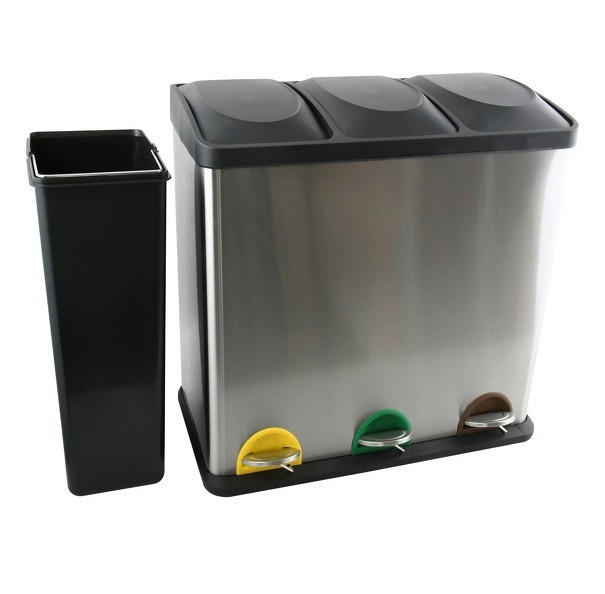 TRETEIMER 60 l  Metall  - Silberfarben/Schwarz, Basics, Kunststoff/Metall (60,5cm)