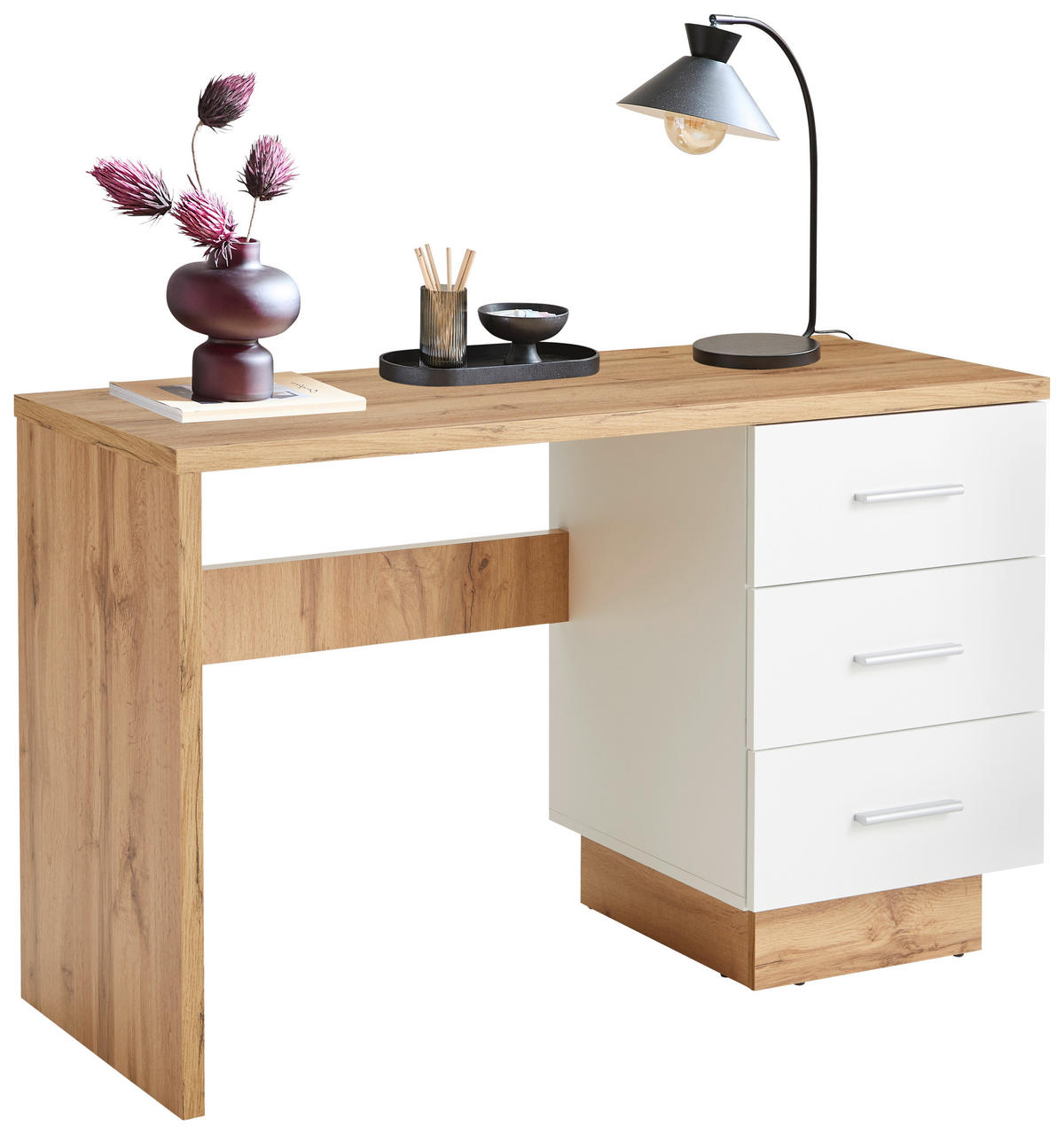 SCHREIBTISCH 120/50/75 cm  in Weiß, Eiche Wotan  - Eichefarben/Eiche Wotan, MODERN, Holzwerkstoff/Kunststoff (120/50/75cm) - Hom`in
