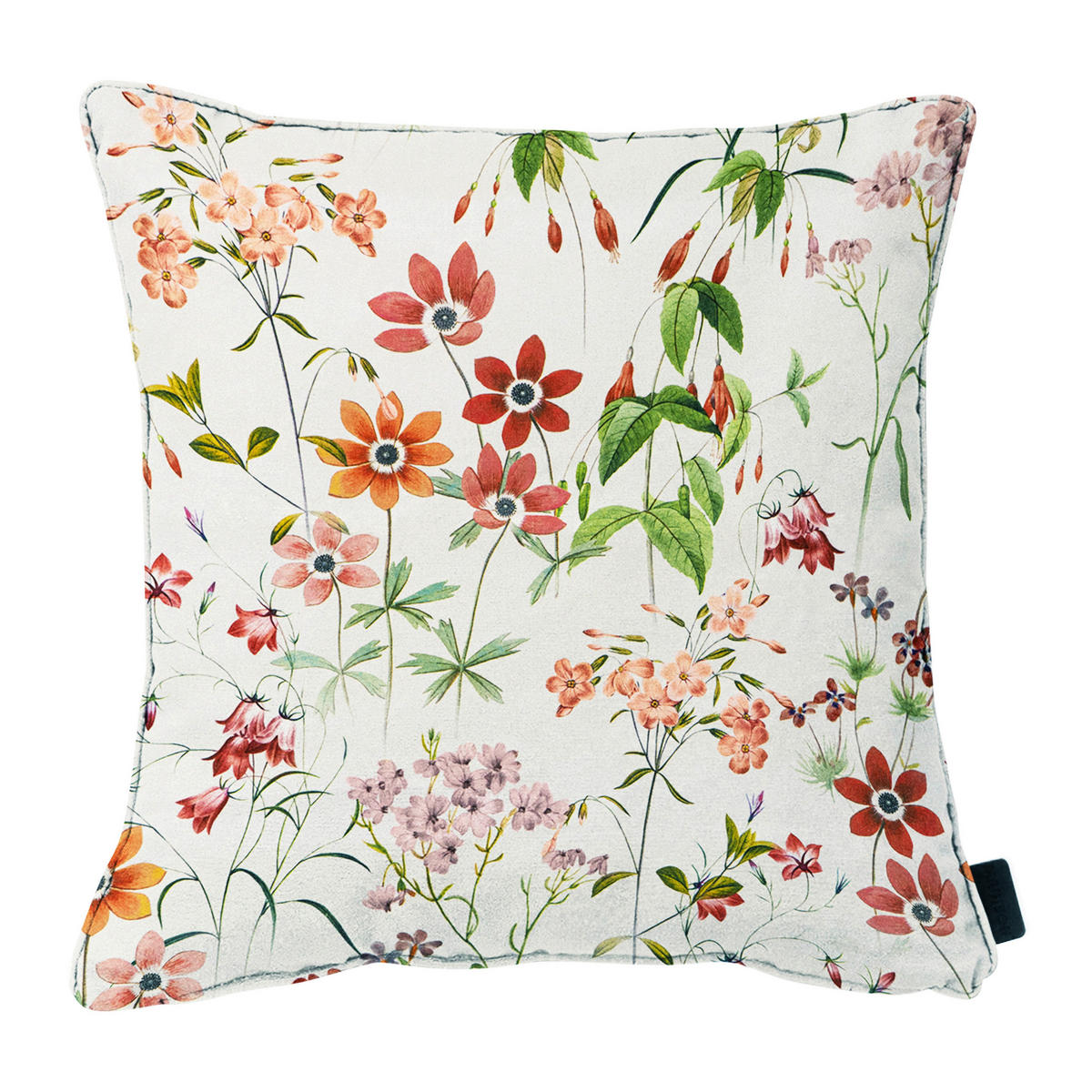 OUTDOOR-KISSEN in Grün, Rot, Weiß Blume 50/50 cm  - Rot/Weiß, Basics, Textil (50/50cm)