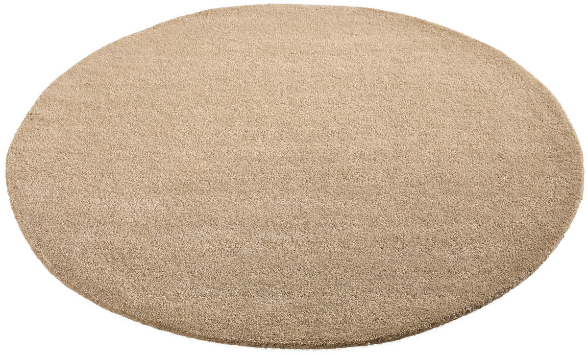 WOLLTEPPICH Wohnzimmer 120 cm Beige rund  - Beige, Design, Textil (120cm) - Linea Natura