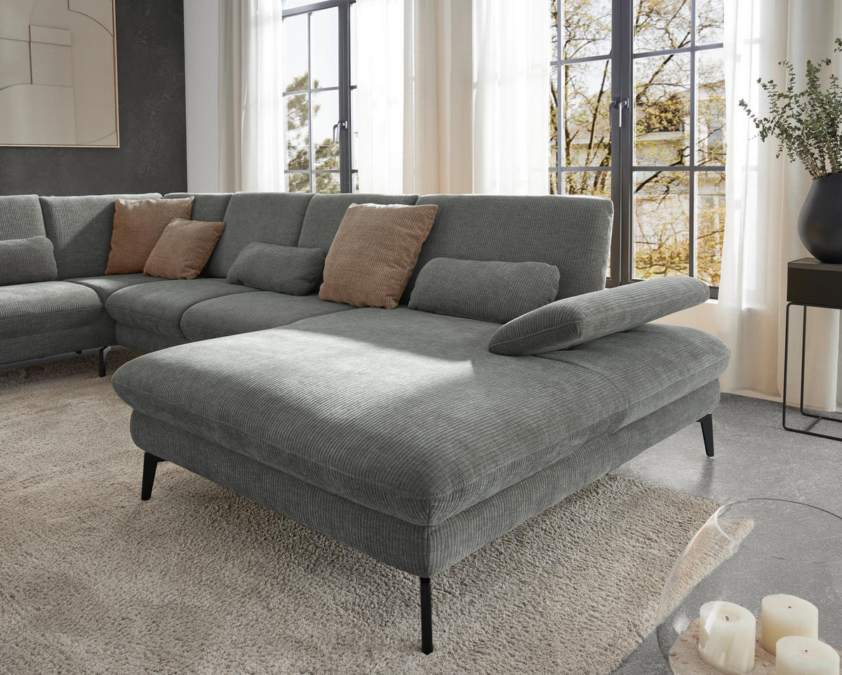 WOHNLANDSCHAFT in Webstoff Hellgrau  - Hellgrau/Schwarz, Design, Textil/Metall (208/354/157cm) - Dieter Knoll