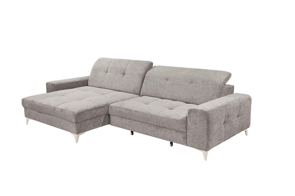 ECKSOFA SORELLA Taupe Mikrovelours Kopfteilverstellung, Sitztiefenverstellung  - Taupe/Kaschmir, Design, Kunststoff/Textil (182/328cm) - MID.YOU