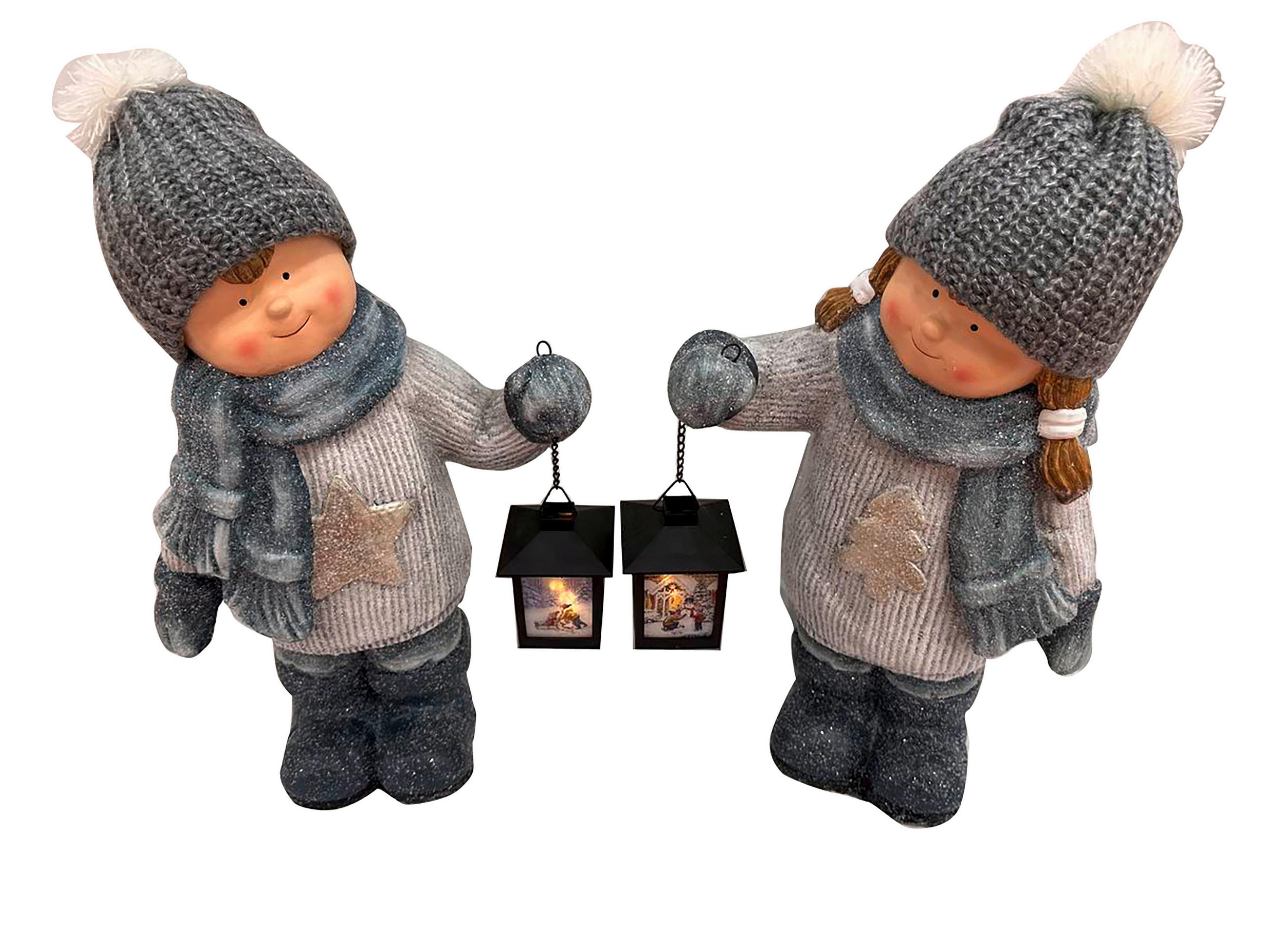 OKRASNA FIGURA OTROKA - siva/črna, Trendi, umetna masa (31/47/17cm) - X-Mas