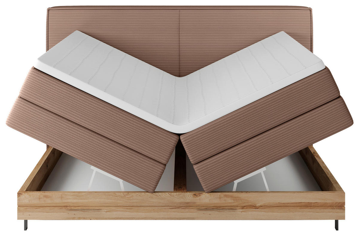 BOXSPRINGBETT 160/200 cm  in Altrosa  - Schwarz/Altrosa, Natur, Holz/Textil (160/200cm) - Valnatura
