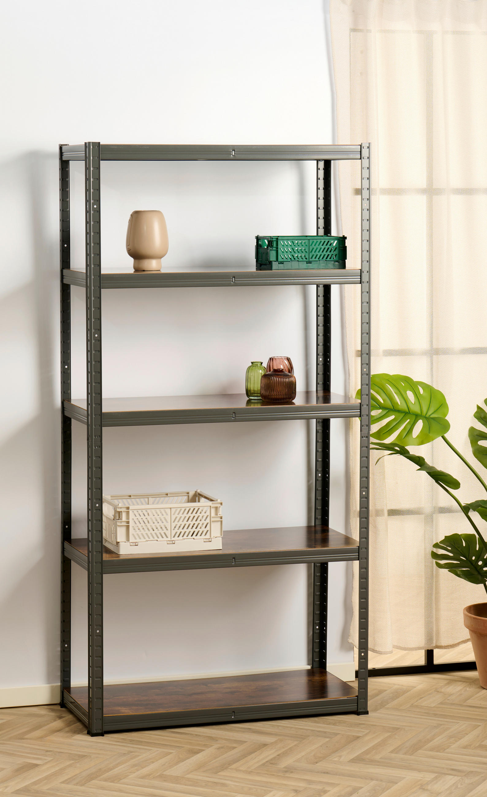 SCHWERLASTREGAL 90/180/40 cm  - Eukalyptusholzfarben/Schwarz, Basics, Holzwerkstoff/Metall (90/180/40cm)