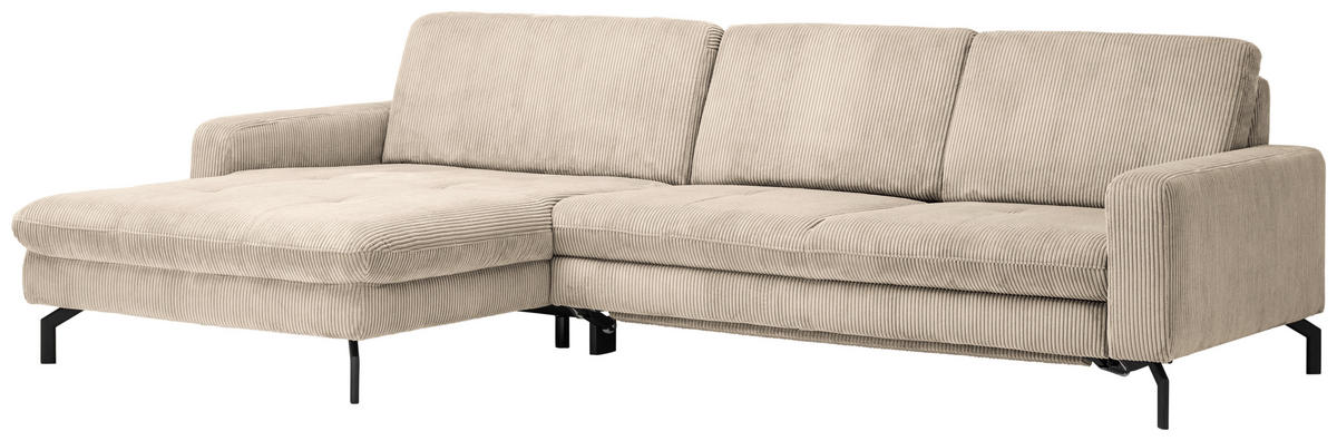 ECKSOFA in Cord Beige  - Beige/Schwarz, Design, Textil/Metall (178/302cm) - Beldomo Style
