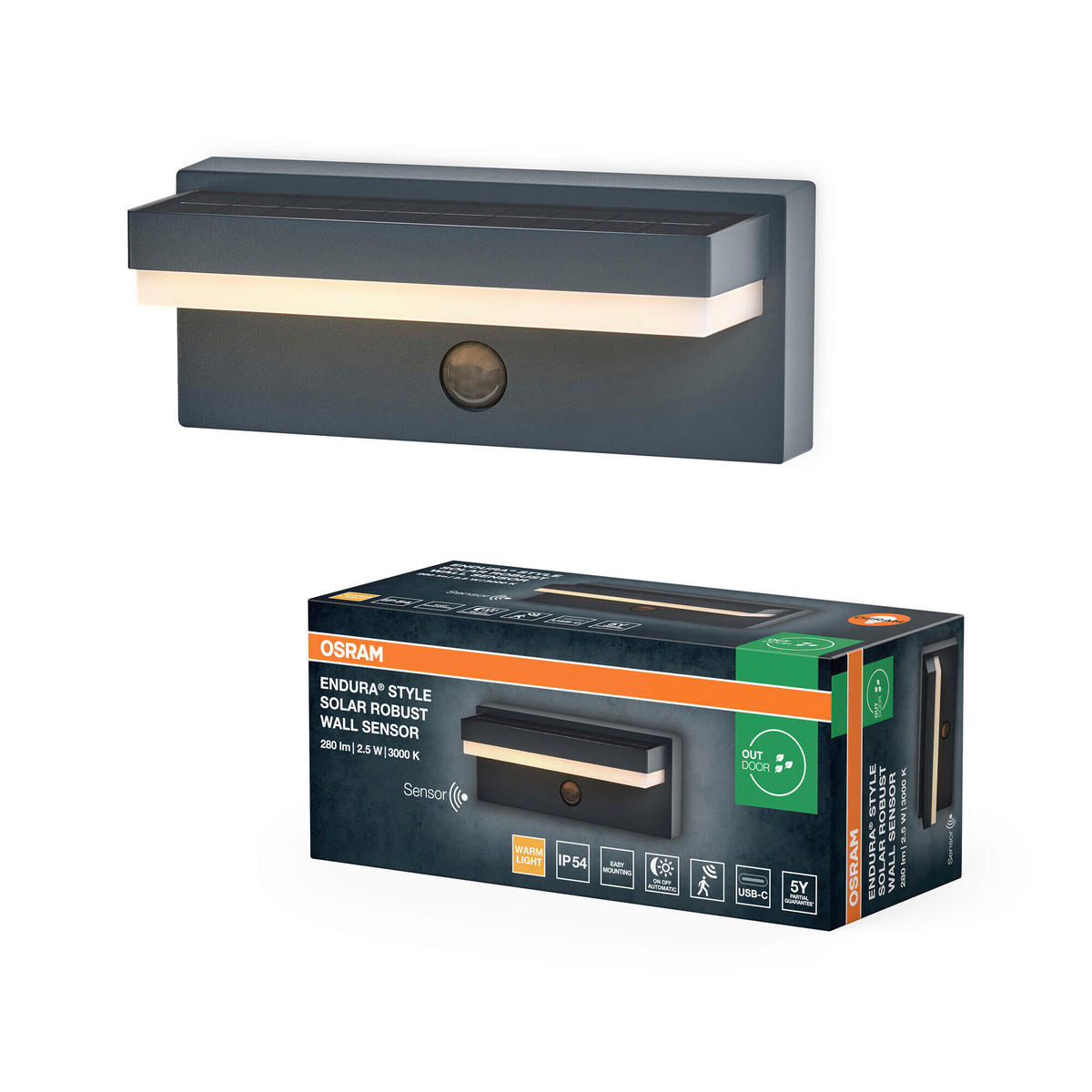 LED-AUßENLEUCHTE 20,6/8,8/8,6 cm   - Dunkelgrau, Basics, Kunststoff/Metall (20,6/8,8/8,6cm) - Osram