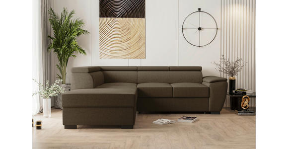 ECKSOFA  in Flachgewebe Braun  - Schwarz/Braun, KONVENTIONELL, Kunststoff/Textil (220/266cm) - Carryhome