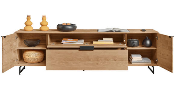 LOWBOARD  211/65/44 cm 1 Schublade(n) stehend  - Eichefarben/Anthrazit, Natur, Holz/Metall (211/65/44cm) - Valnatura