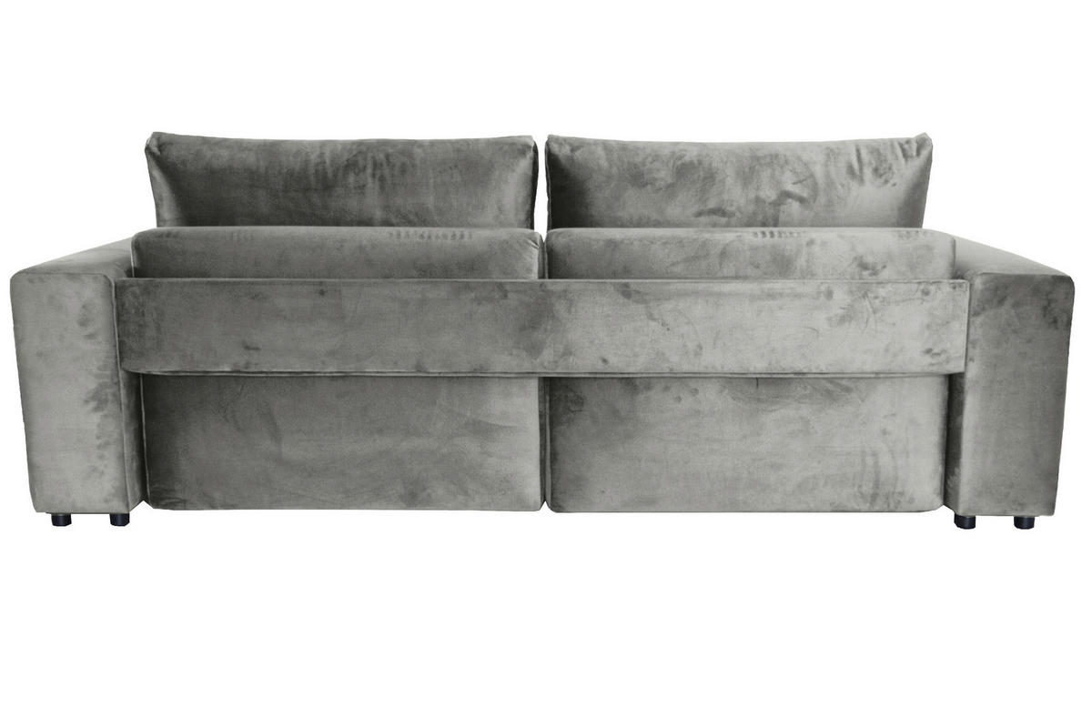BIGSOFA in Velours Grau  - Schwarz/Grau, Design, Kunststoff/Textil (256/88/120cm) - home24