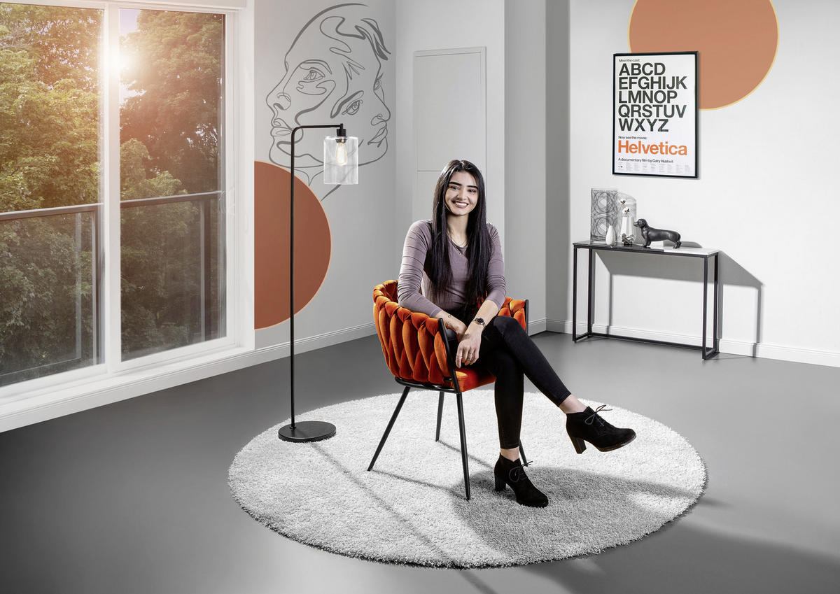 ARMLEHNSTUHL  in Aluminium Velours  - Schwarz/Orange, LIFESTYLE, Textil/Metall (60/78/55cm) - Landscape