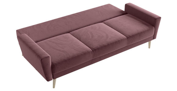 SCHLAFSOFA Samt Altrosa  - Buchefarben/Altrosa, KONVENTIONELL, Holz/Textil (225/91/99cm) - Carryhome