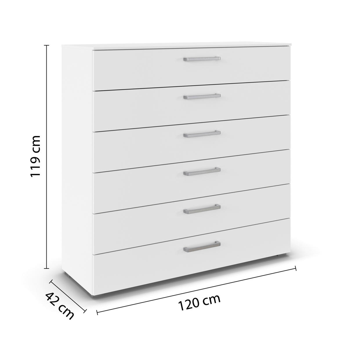 KOMMODE , , 6 Schublade(n)  - Edelstahlfarben/Alufarben, Basics, Holzwerkstoff/Kunststoff (120/119/42cm) - Novel