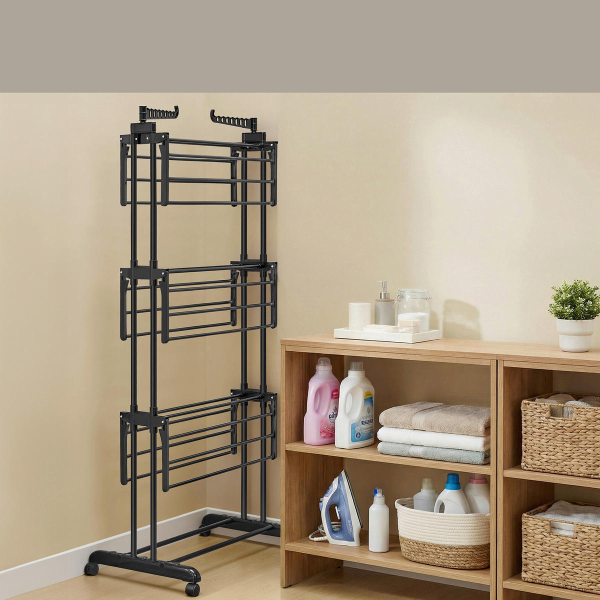 KLEIDERSTÄNDER in Schwarz 128/173/49 cm   - Schwarz, Trend, Kunststoff/Metall (128/173/49cm) - Boxxx