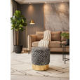 HOCKER in Holz, Metall, Textil Schwarz, Weiß, Goldfarben  - Goldfarben/Schwarz, KONVENTIONELL, Holz/Textil (35/42/35cm) - Xora