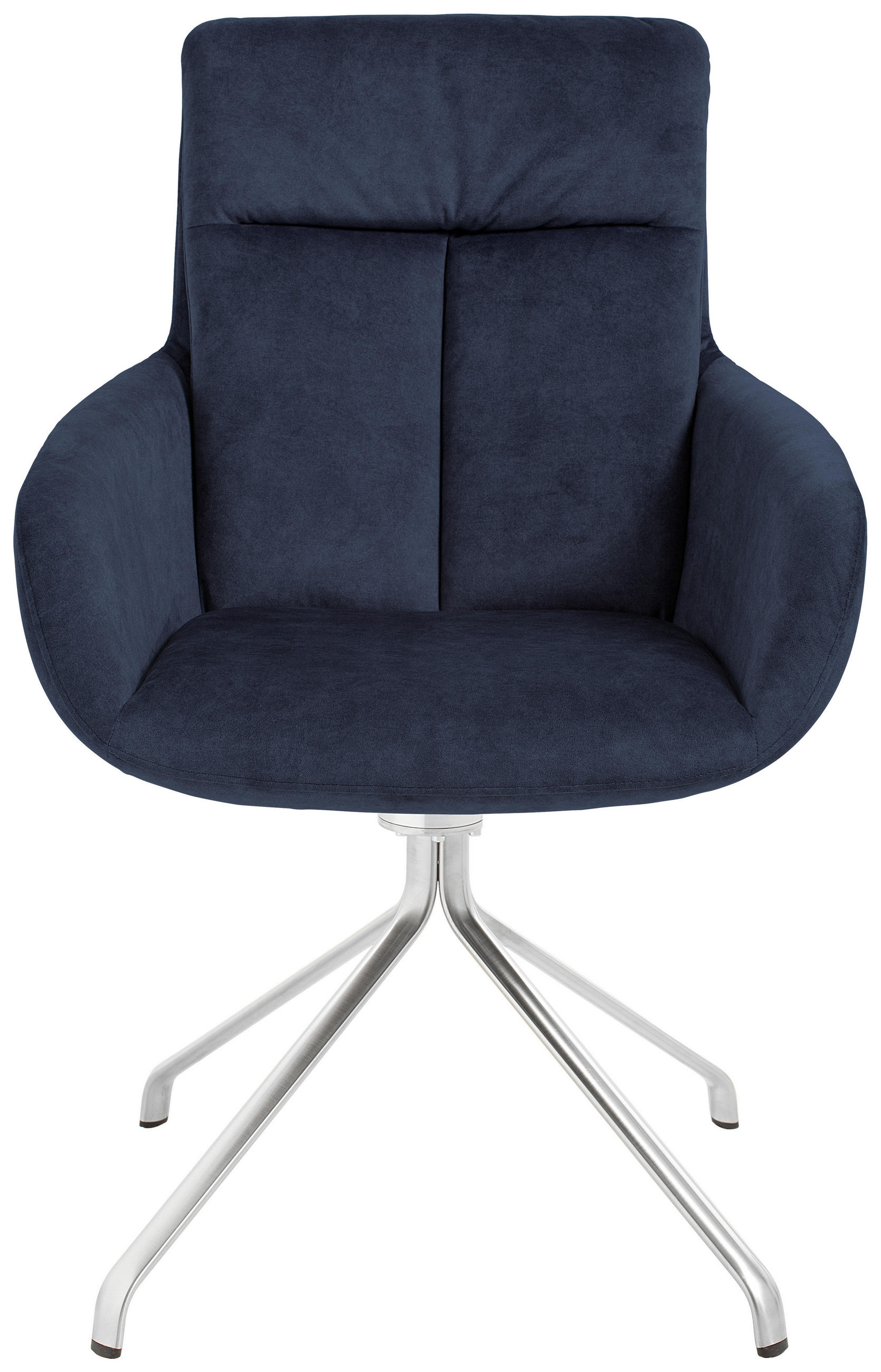 ARMLEHNSTUHL drehbar  in Edelstahl Velours  - Blau/Edelstahlfarben, Design, Textil/Metall (61/90/64cm) - Venjakob