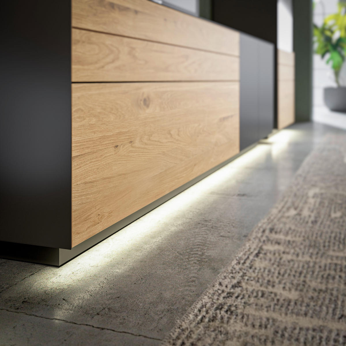 LOWBOARD Celika  in 181/55/40 cm  - Wildeiche/Anthrazit, Natur, Holz/Holzwerkstoff (181/55/40cm) - Dieter Knoll
