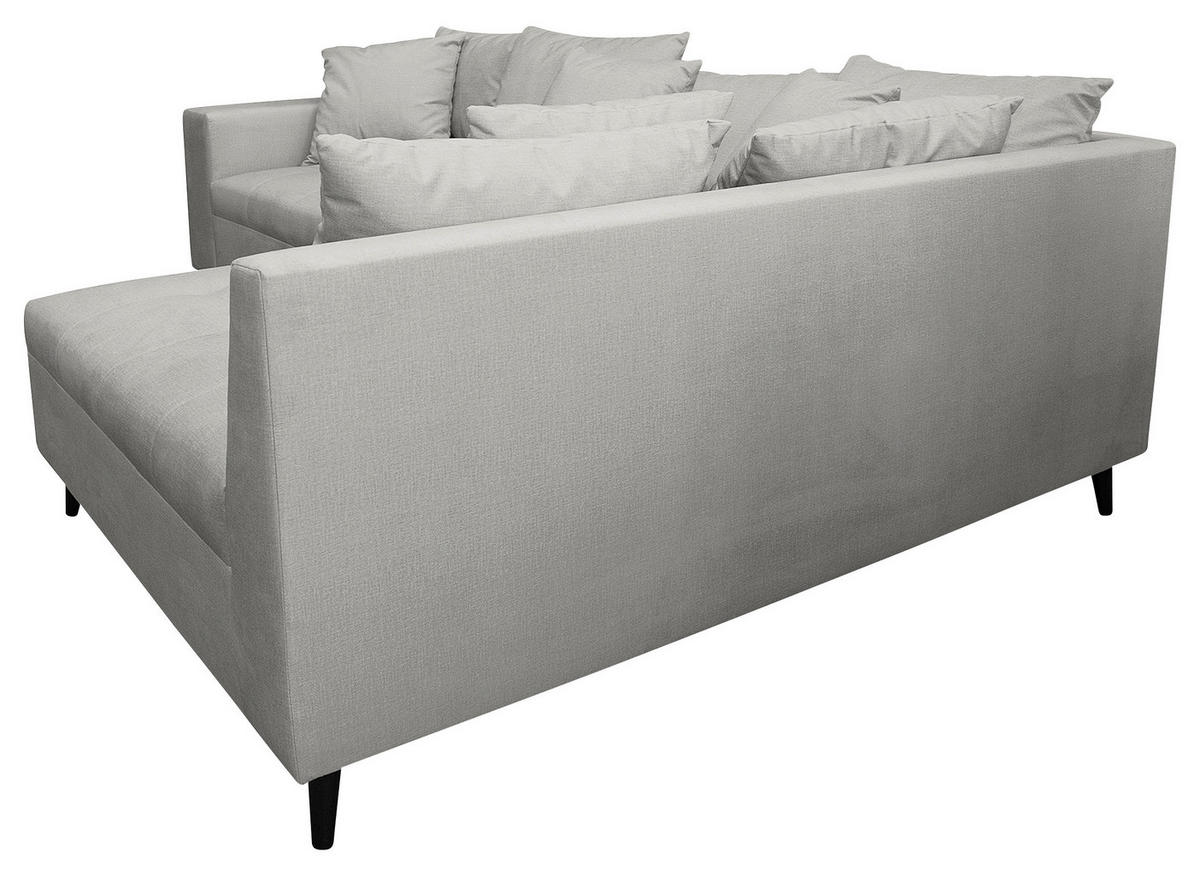 Ecksofa inkl. Hocker Grau Mikrofaser  - Schwarz/Grau, Design, Holz/Textil (247/174cm) - MID.YOU
