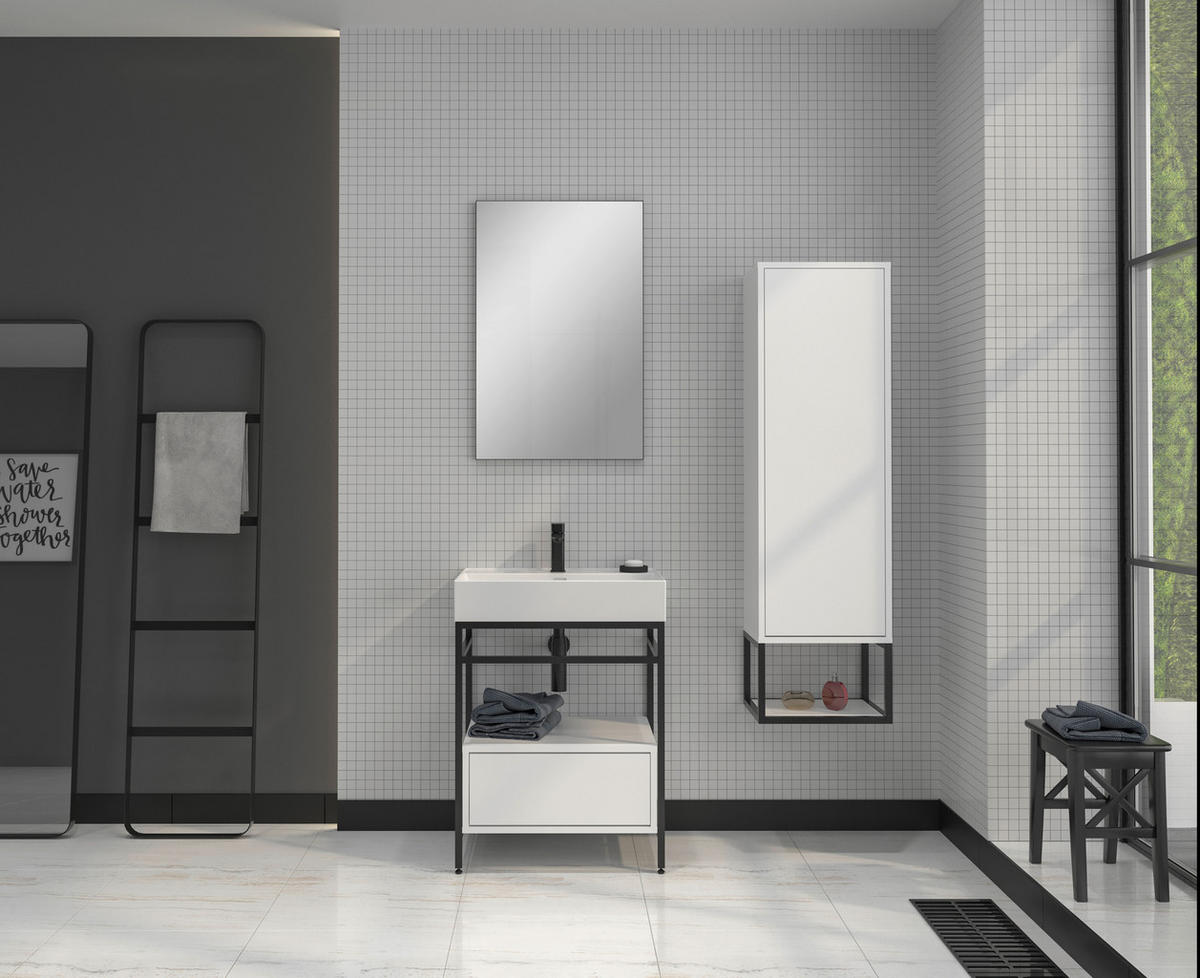 BADEZIMMER 3-teilig  in  - Schwarz/Weiß, Design, Glas/Keramik (60/170/47cm) - Welnova