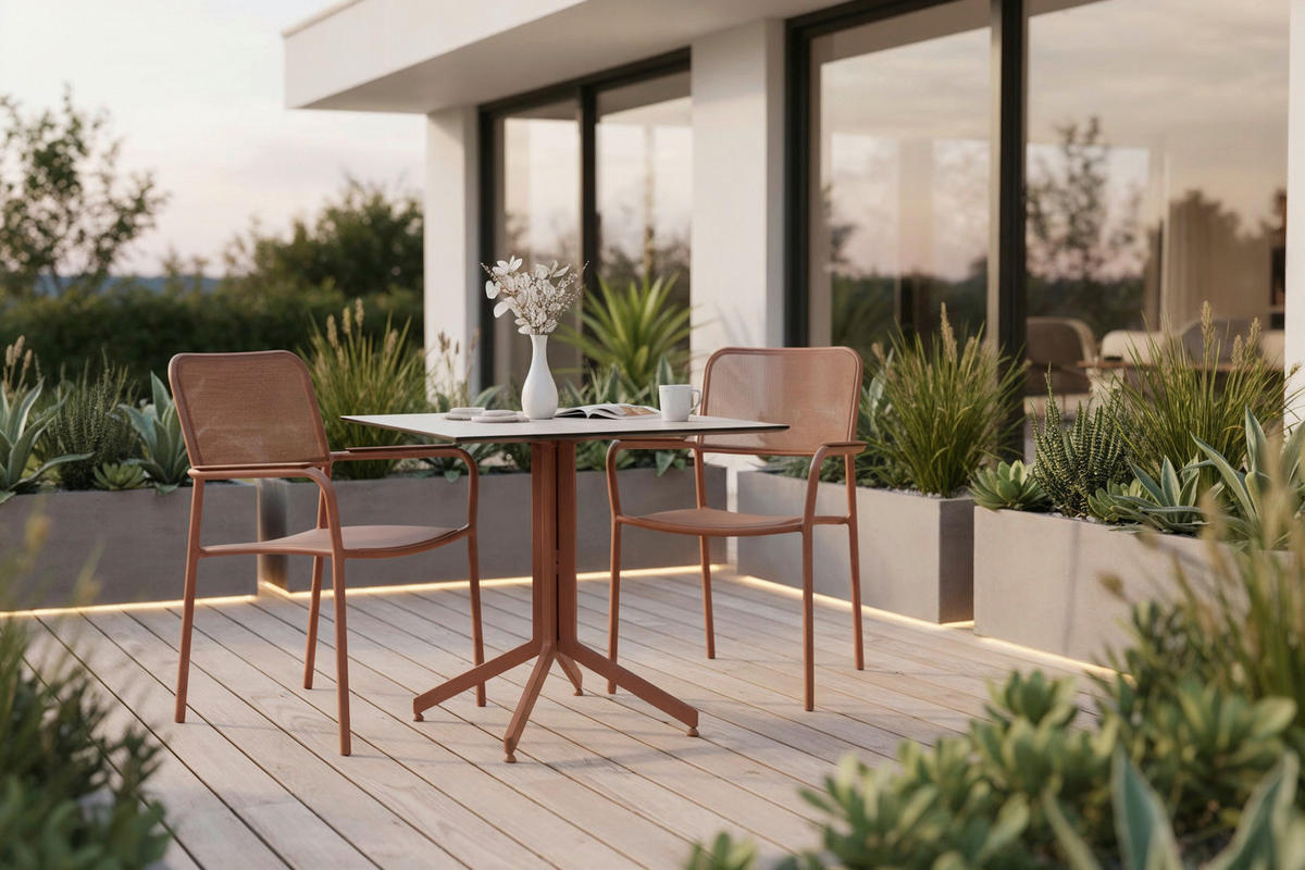 STAPELSESSEL Aluminium Terracotta  - Terracotta, Basics, Textil/Metall (61/89/59cm) - Stern