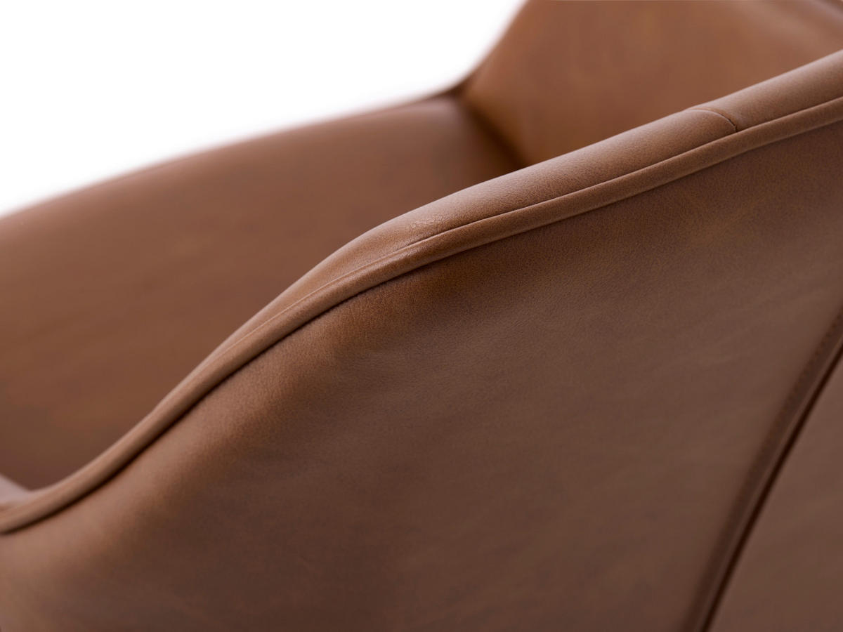 ARMLEHNSTUHL-SET 2 Stück  in Lederlook  - Cognac/Schwarz, MODERN, Textil/Metall (58/84/59,5cm) - Livetastic